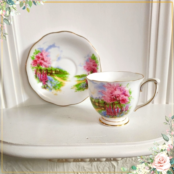 queen anne Other - Vtg Royal Patrician Tea Cup & Saucer Blue Flowers Bone China England